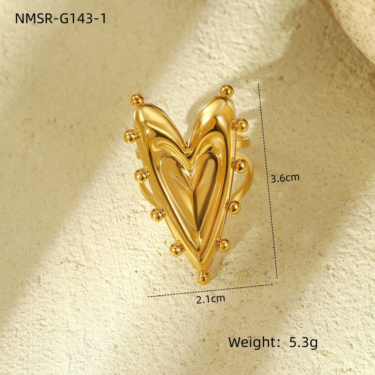 Stainless Steel Ring Exaggerated Irregular Asymmetric Geometric Abstract Plated 18K Gold Titanium Steel Ring Bracelet