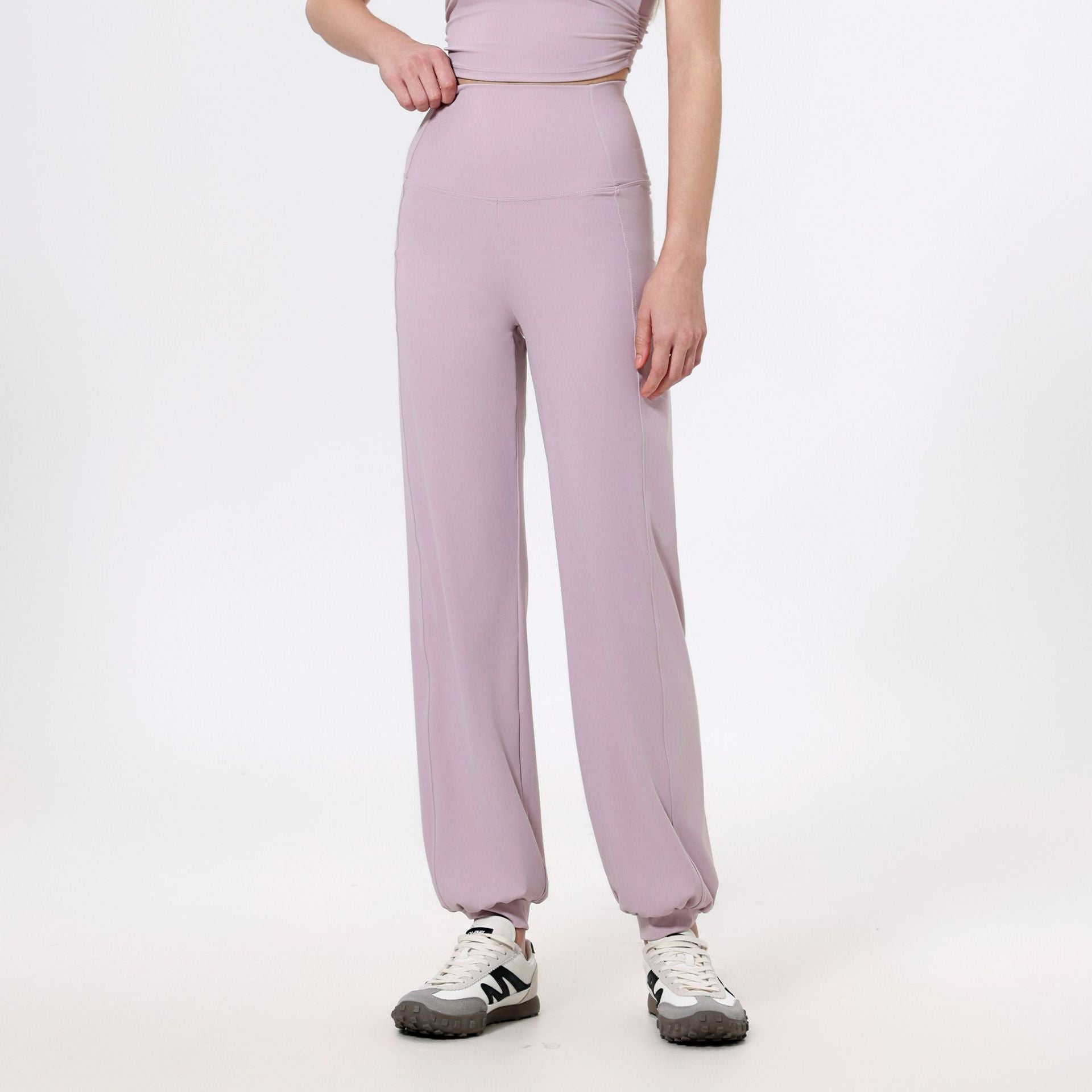 High Waist Belly Contracting Sports Loose Straight Ankle Tied Trousers Women Quick Drying Running Fitness Pants Nude Feel Yoga Pants