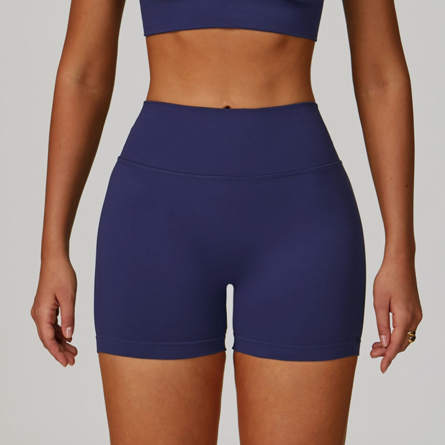 Sollinarry Seamless Knitted Tight Yoga Shorts Women V Shaped Waist Outer Wear Running Sports Quick Drying Fitness Pants