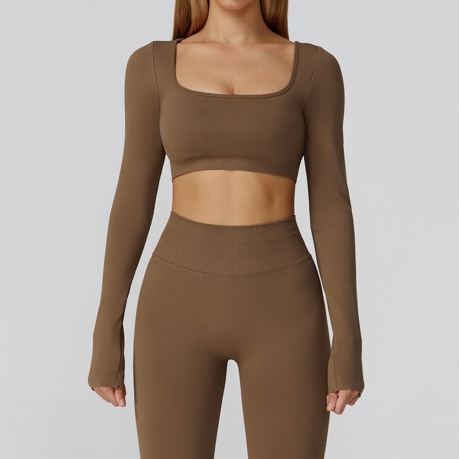 Sollinarry Slim Fit Seamless Yoga Clothes Hollow Out Cutout out Beauty Back Yoga Long Sleeve Women Sports Running Fitness Clothes