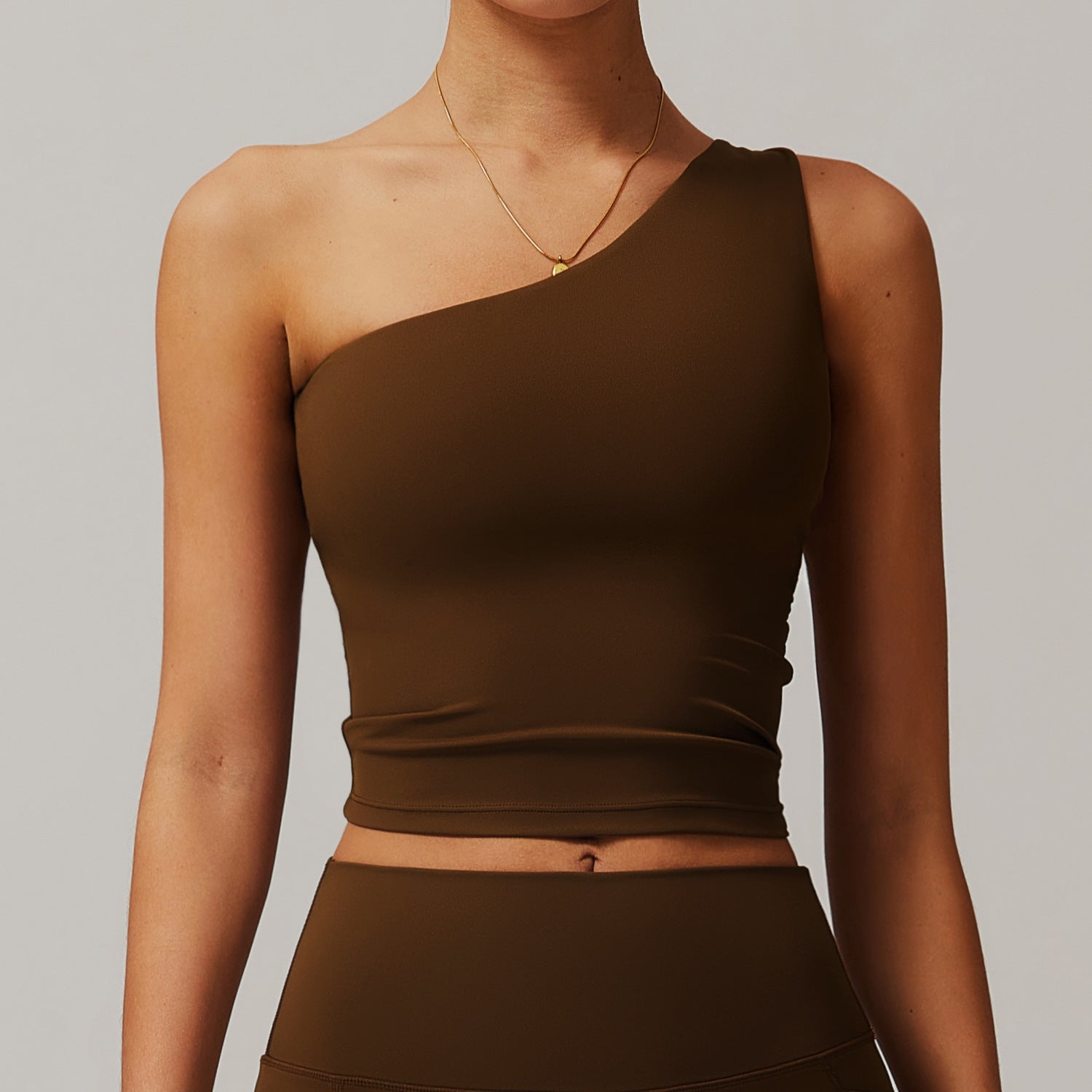 Sollinarry Cloud Sense Oblique One-Shoulder Waist Yoga Vest Quick Drying Sports Shaping Underwear Running Workout Vest Women