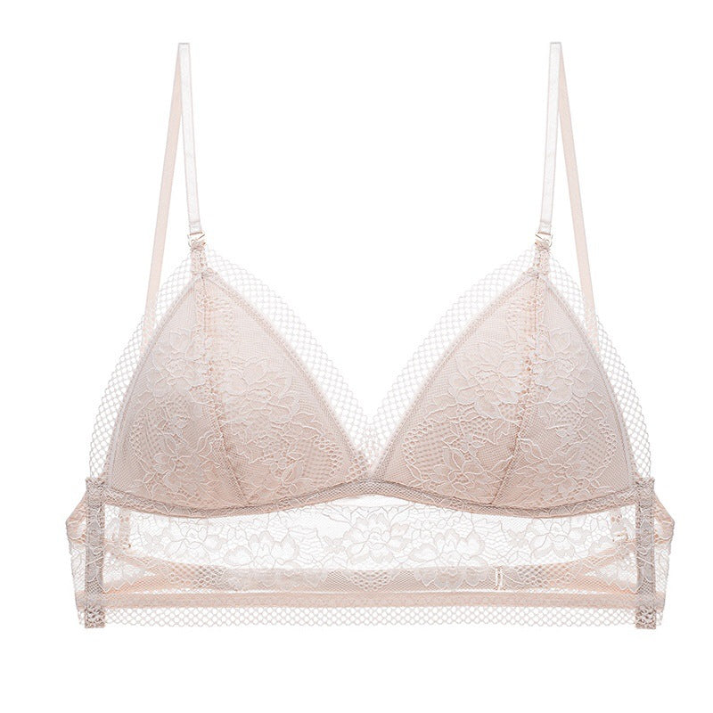 bralette French Sexy U-Shaped Beauty Back Underwear Women Wireless Thin Bra Invisible Backless Lace Triangle Cup Bra Summer