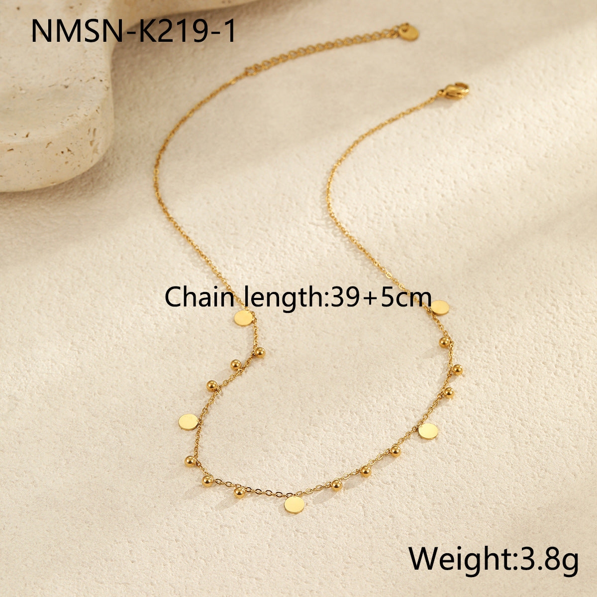 Simple Titanium Steel Necklace Niche Metal round round Beads Stainless Steel Necklace