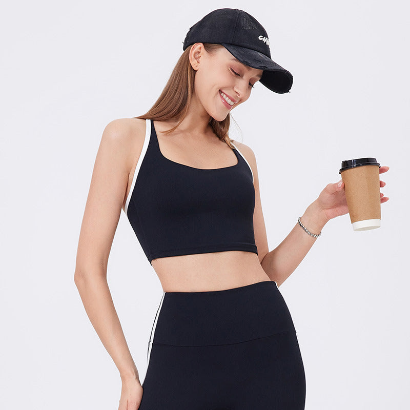 Nude Feel Yoga Clothes Bra Adjustable Spaghetti Strap Fitness Sexy One Piece Cup Quick Drying Breathable Exercise Vest