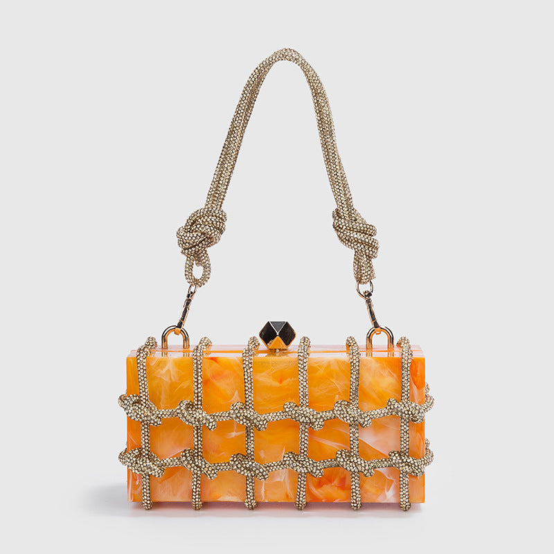 Spring Summer Alec Transparent Storage Box Handcraft Braiding Rope Small Square Bag Underarm Handbags