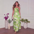 Elegant Spaghetti Strap Floral Print Maxi Dress Women Clothing Spring Summer