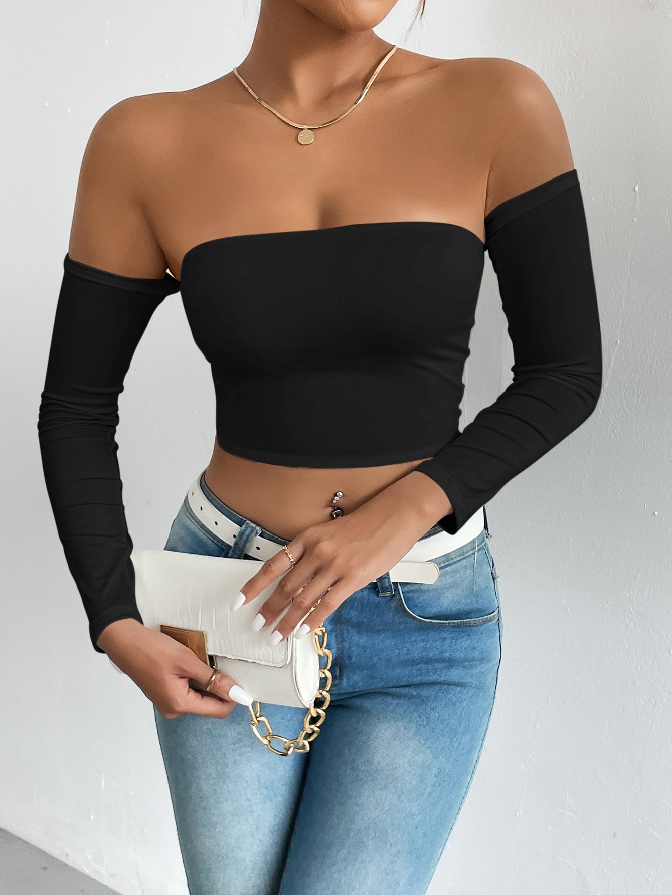 Camisole Waist Trimming Short Sleeve Vest Sexy Cropped Tube Top Bottoming Vest