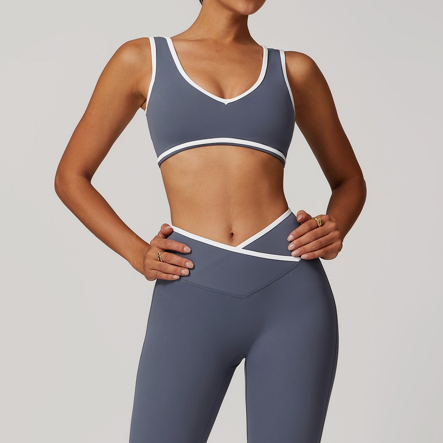 Sollinarry Contrast Color Wide Shoulder Strap Sports Underwear Shockproof Women One Piece Yoga Bra Outdoor Workout Clothes