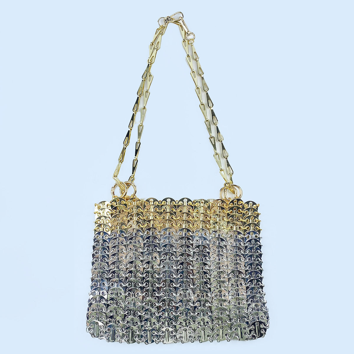 plus Large Silver Metal Sheet Handmade Bag Women Chain Shoulder Crossbody Dual Use Dinner Women Bag