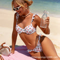 Bikini Steel Ring Push up Seaside Holiday White Bikini Split Two Piece Sets