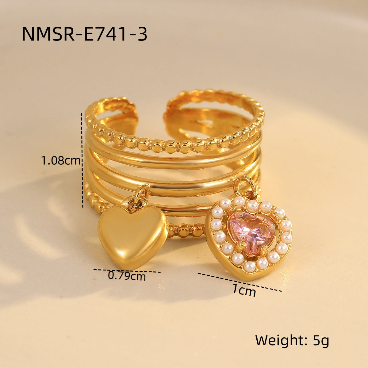 Stainless Steel Ring Exaggerated Irregular Asymmetric Geometric Abstract Plated 18K Gold Titanium Steel Ring Bracelet