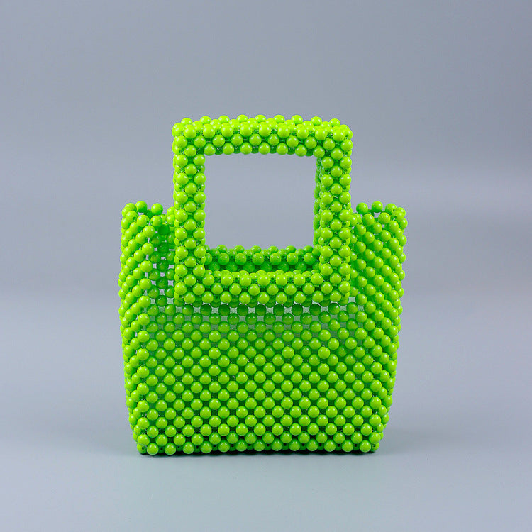 Popular Acrylic Hand Woven Color Square Clutch High Quality Lightweight Ladies Bag