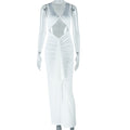 Women Clothing Solid Color Dress Sexy Hollow Out Cutout out Camisole Ribbon Dress