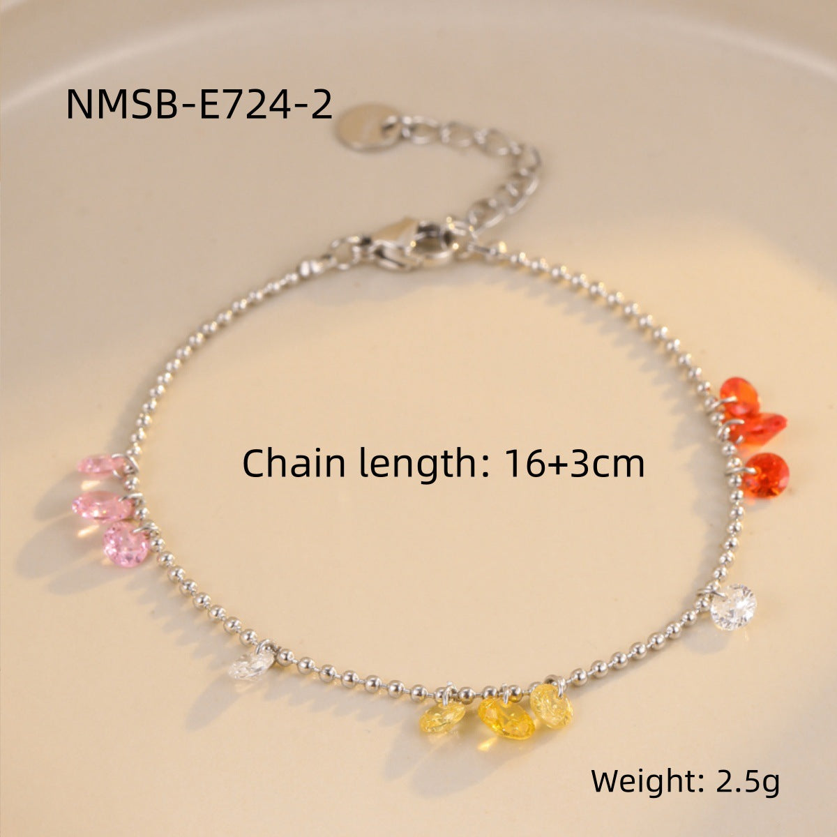 Simple Colorful Crystal Zircon Bracelet Light Luxury High Grade Stainless Steel Non Fading Titanium Steel Bracelet