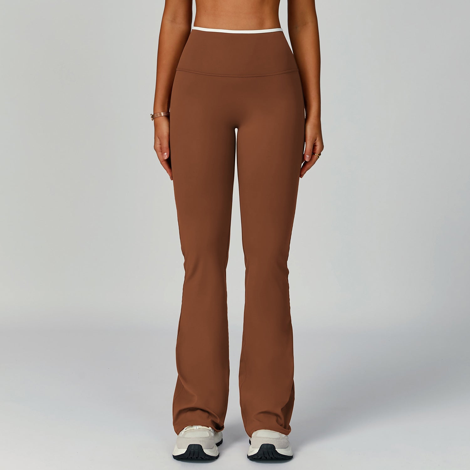 Nude Feel Sports Bell Bottom Pants Contrast Color High Waist Quick-Drying Wide Leg Trousers Sports Running Fitness Bootcut Trousers