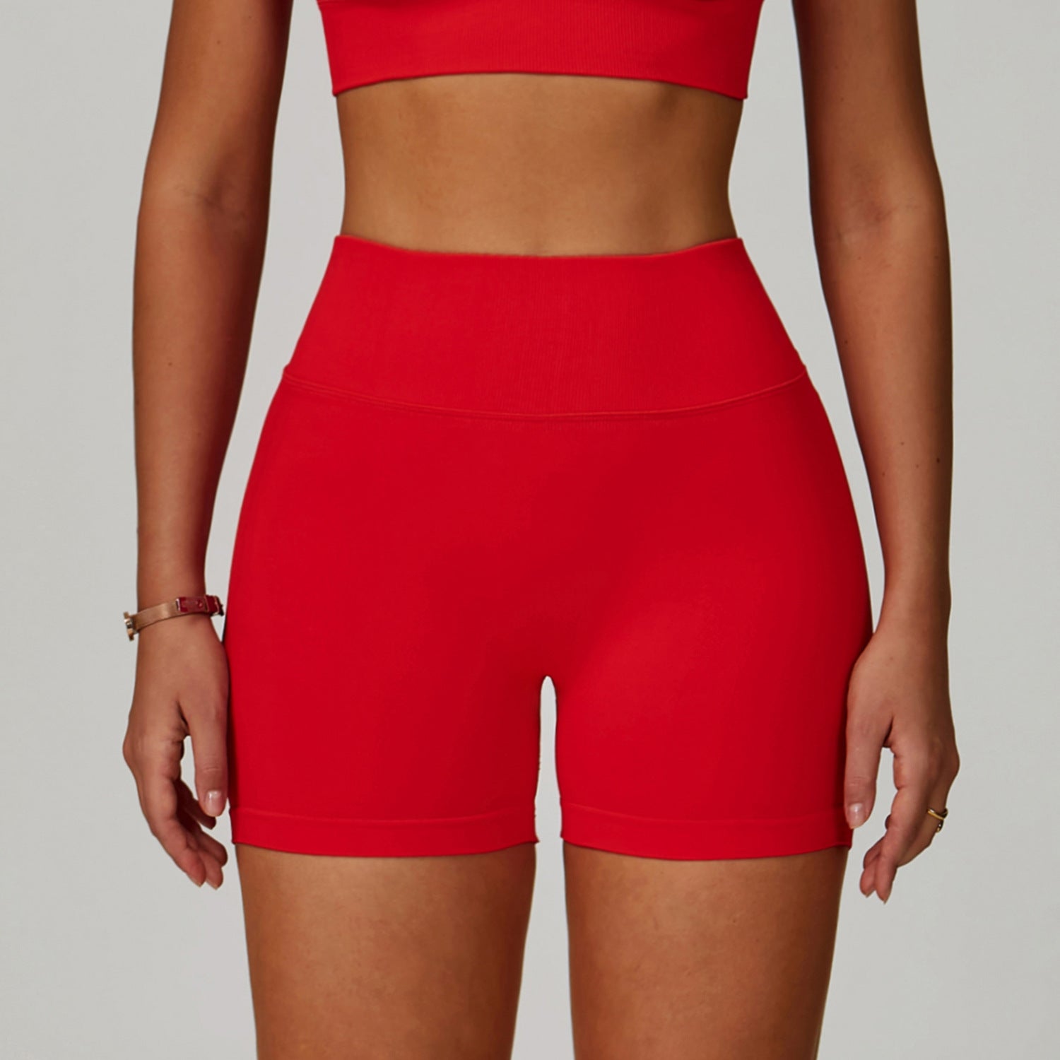 Sollinarry Seamless Knitted Tight Yoga Shorts Women V Shaped Waist Outer Wear Running Sports Quick Drying Fitness Pants