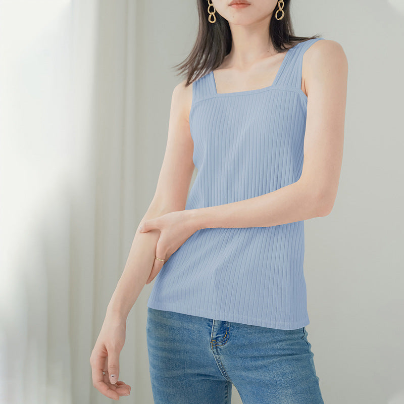 Pure Cotton Camisole Women Sunken Stripe Lengthened Vest Women Inner Wear