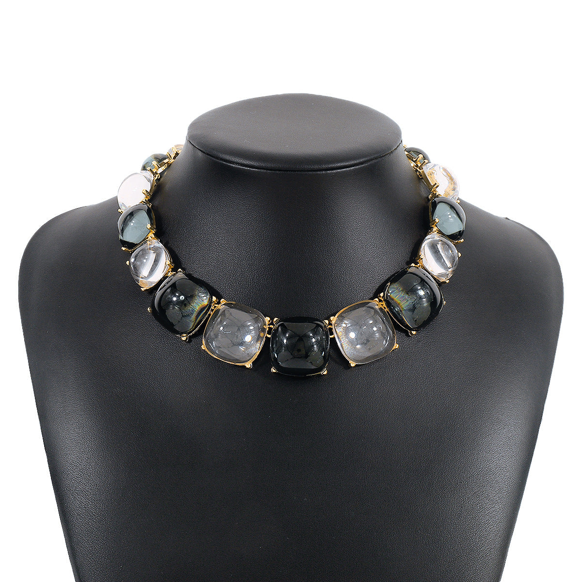 Ornament Personality Magazine Alloy Rhinestone Necklace Earrings for Women