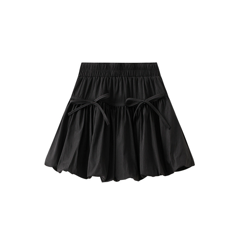 Skirt Women Spring Summer High Waist A line Skirt Bow Design Pettiskirt Bud Lantern Dress Women
