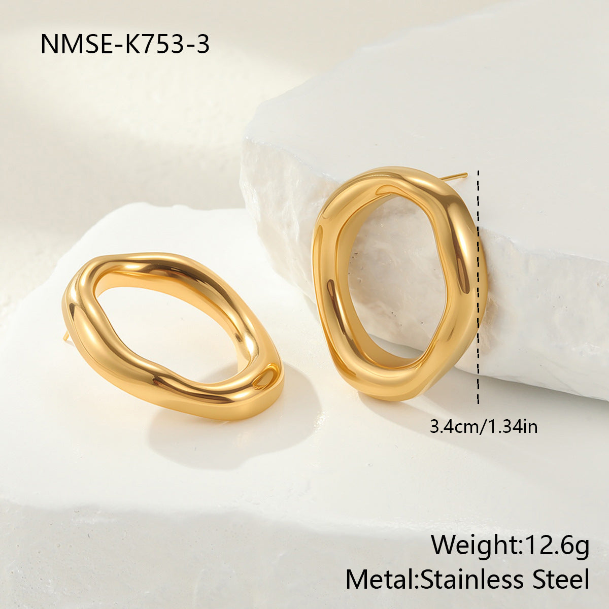 Personality Geometry Hollow Out Cutout Stainless Steel Necklace Bracelet Ear Studs Ornament Set All Match Ring