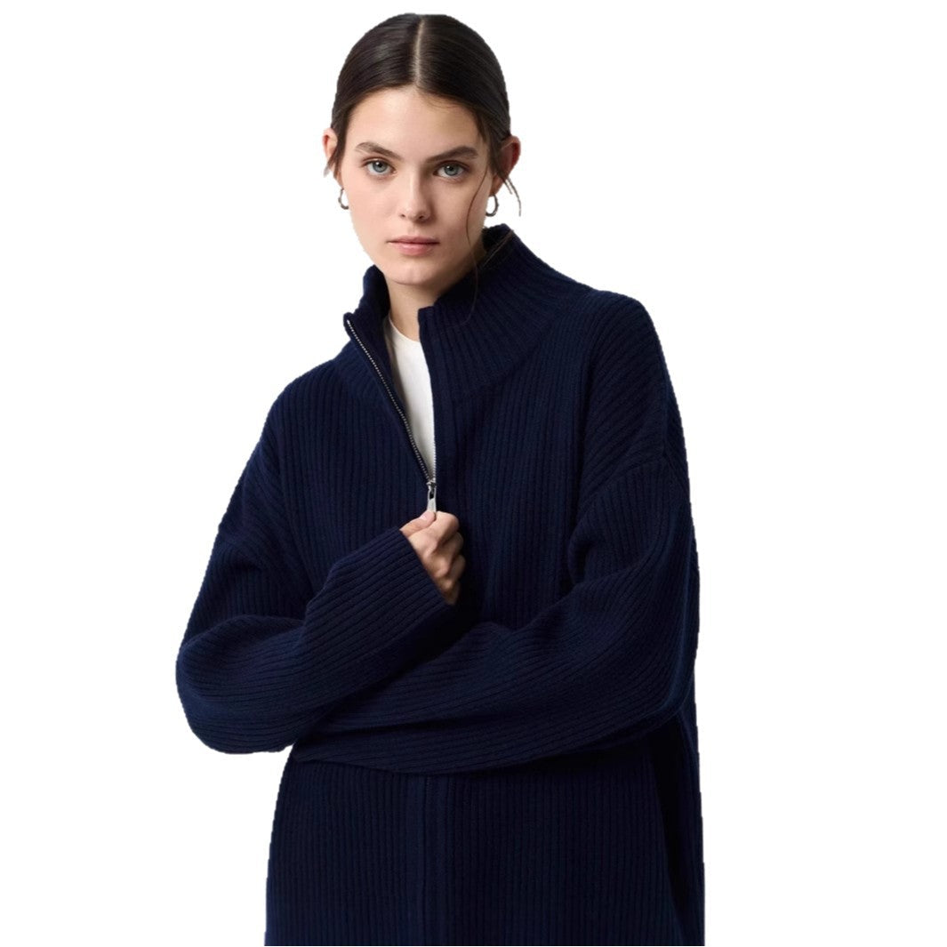 Sweater Autumn Winter Half High Collar Wool Zipper Cardigan Sweaters Coat
