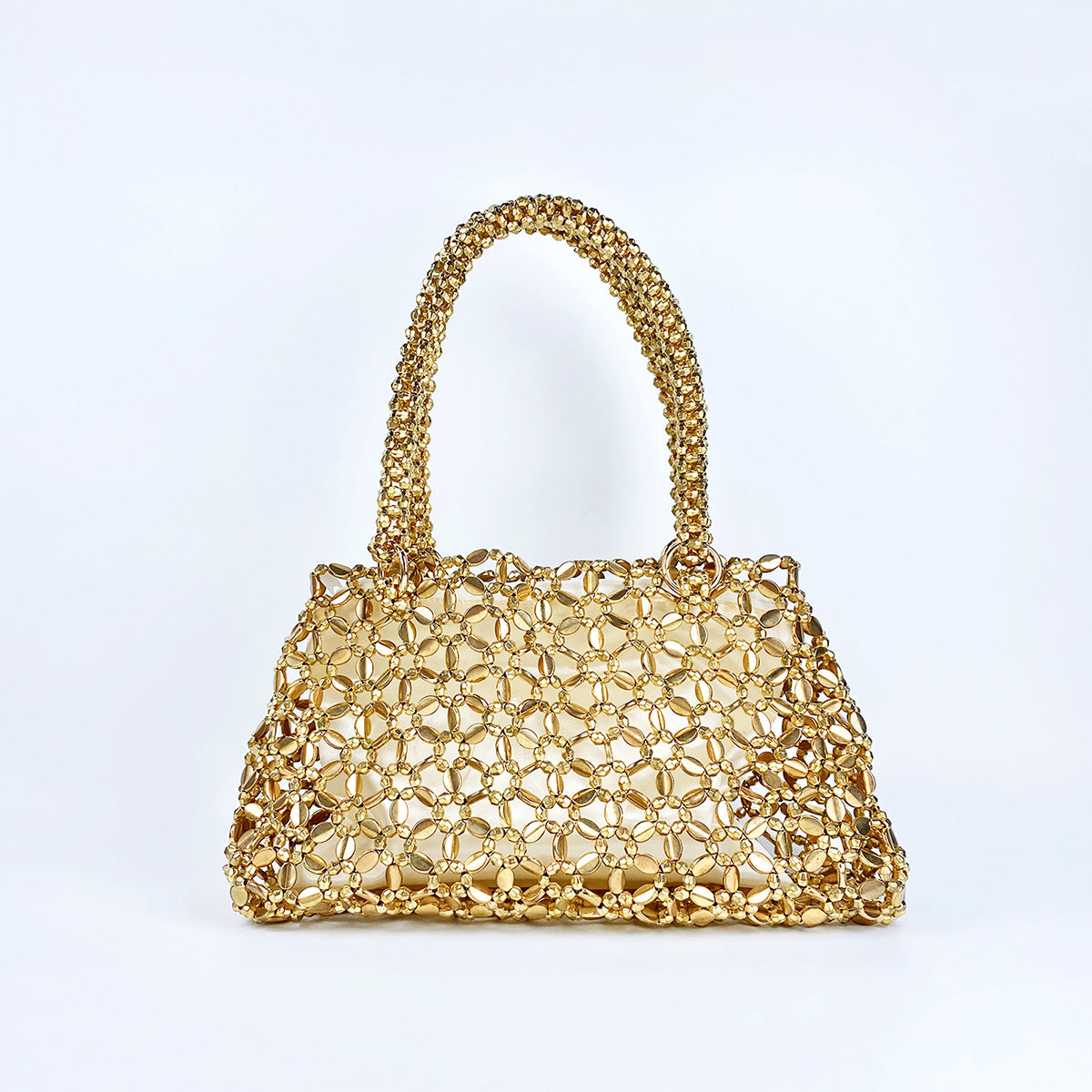 Personalized Woven Hollowed Good looking Ceiling Handbag Shiny Handmade Pearl Tote Underarm Bag