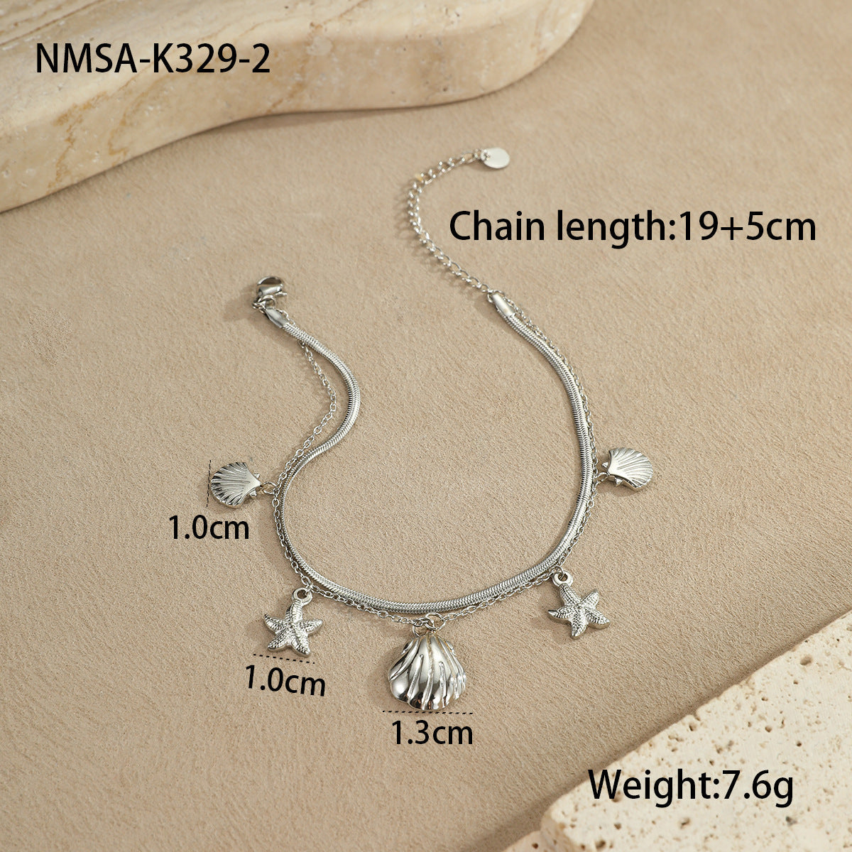 Summer Ocean Stainless Steel Anklets Starfish Shell Love Niche Exquisite Foot Ornaments