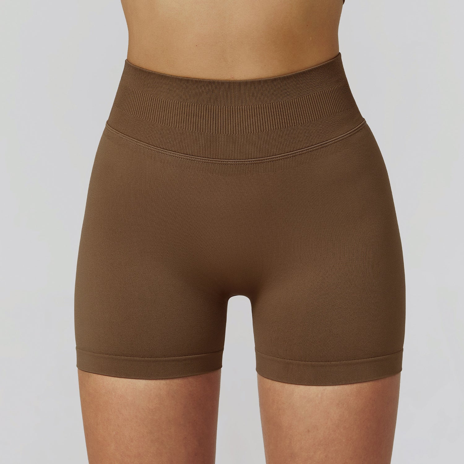 Sollinarry Seamless Yoga Shorts High Waist Pleated Peach Hip Slim Fitness Clothes Outdoor Running Exercise Shorts
