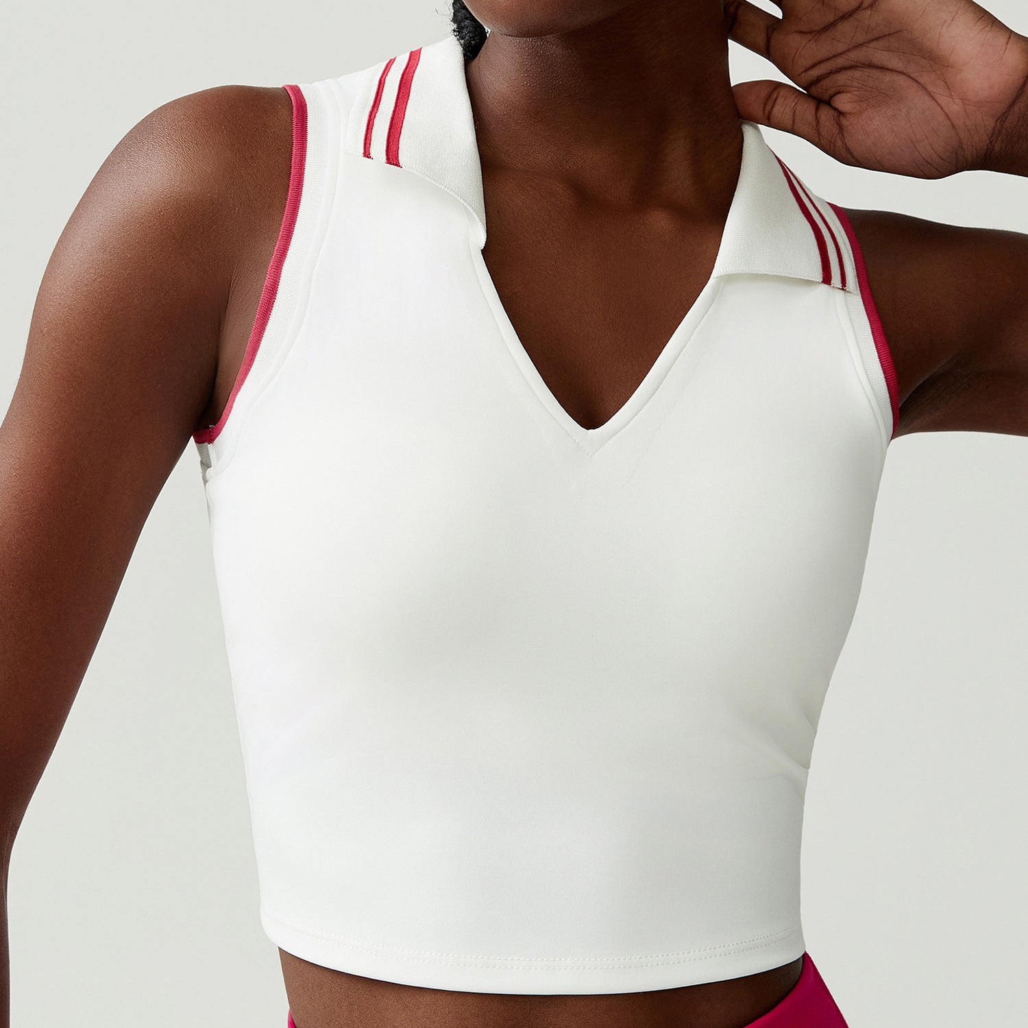 Stand Collar Tennis Women Yoga Fitness Running Top Quick Drying Sleeveless Vest with Chest Pad