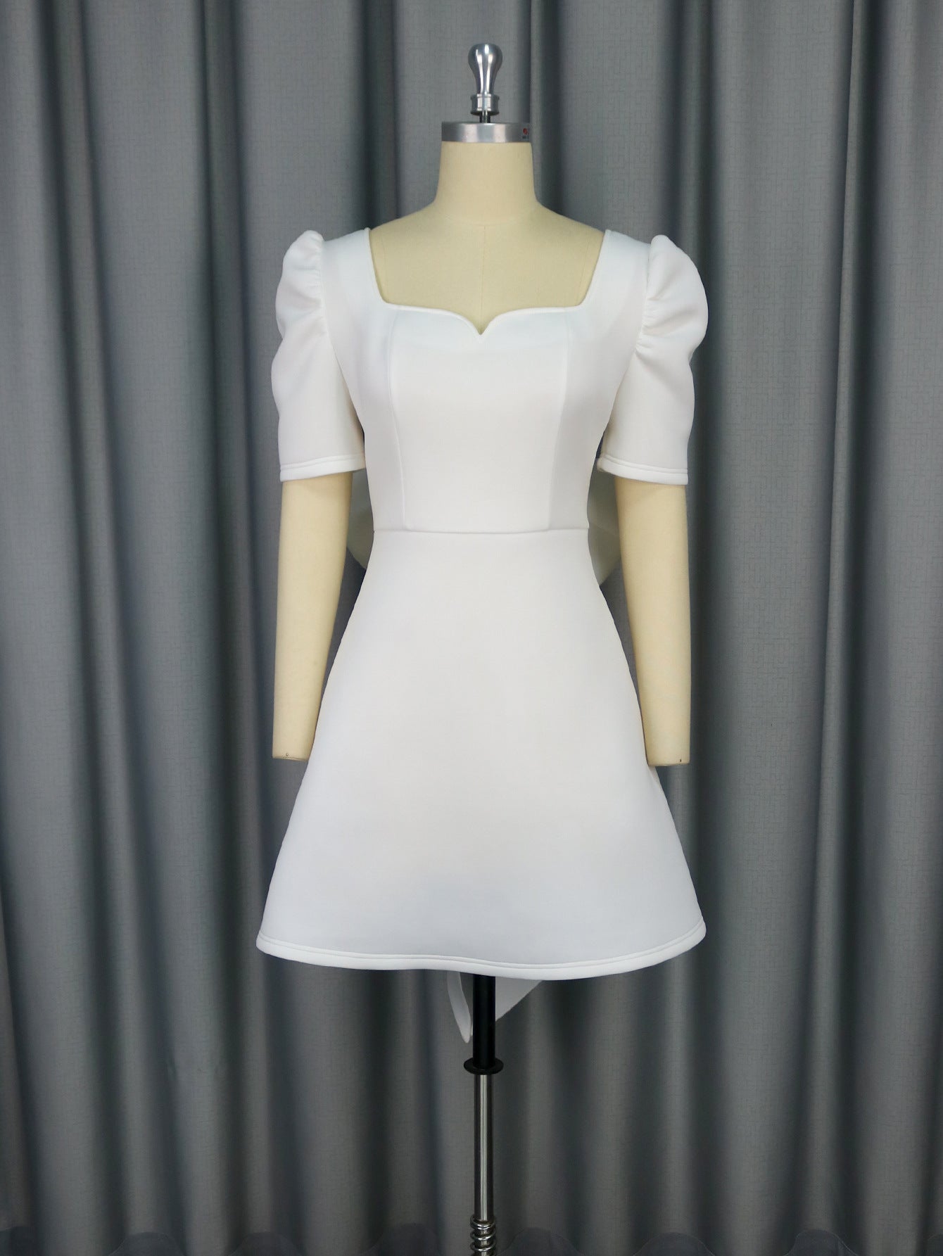 Summer Elegance Square Collar Dress Party Cocktail Bow Backless Graduation Dress