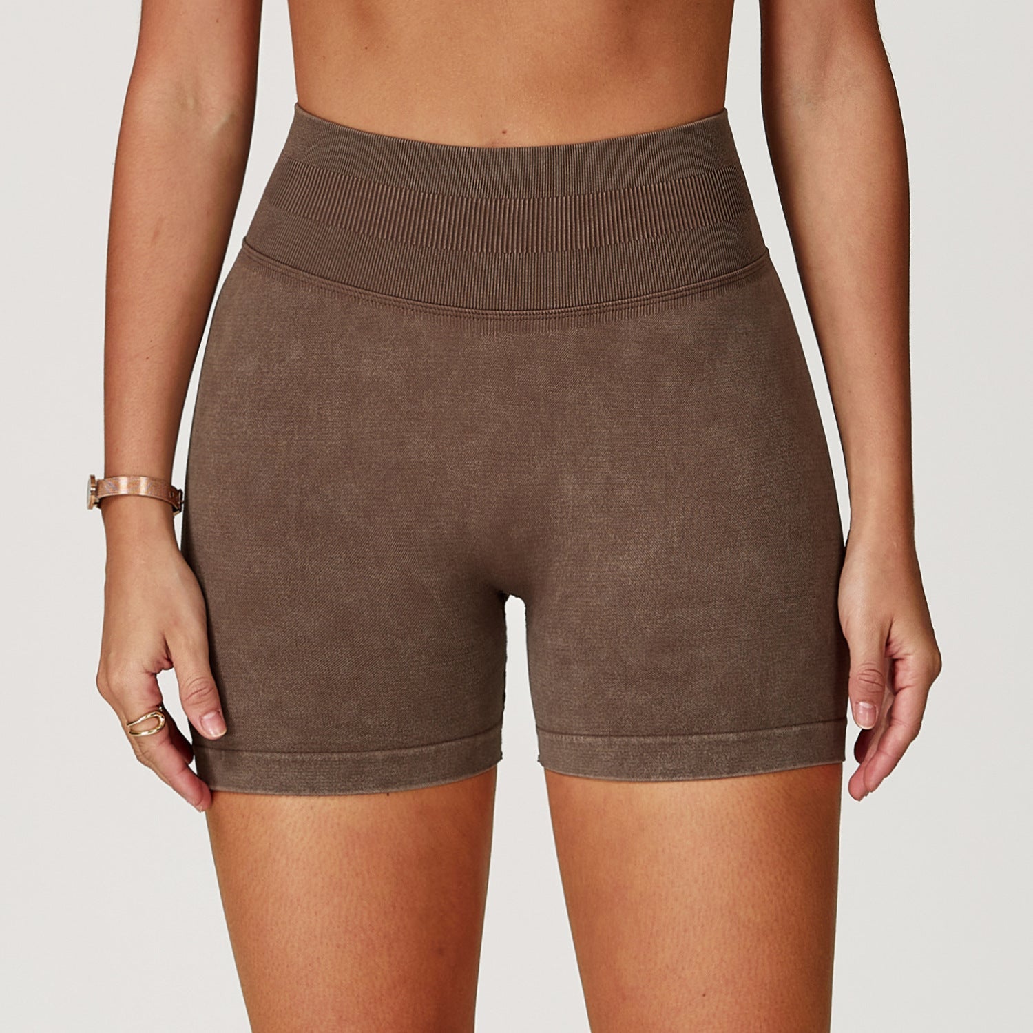Sollinarry Seamless Stone Washed Yoga Shorts High Waist Hip Lift Shorts Skinny Running Sports Fitness Yoga Pants Women