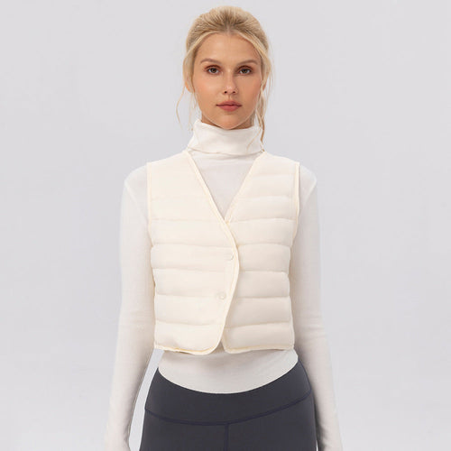 Autumn Winter Warm Yoga down Jacket Vest Women Portable Outdoor Sports Training Running Sports down Vest