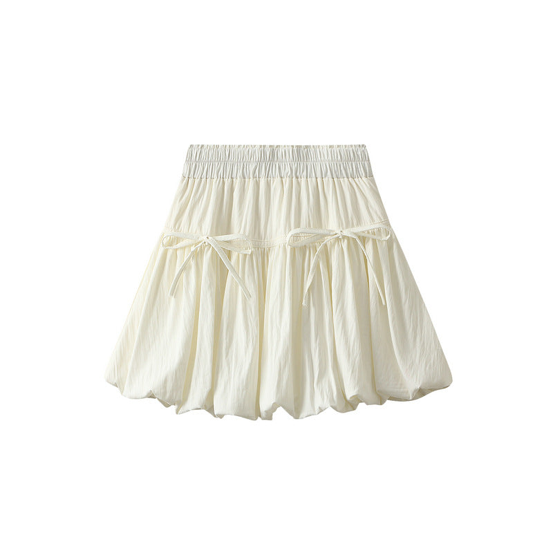 Skirt Women Spring Summer High Waist A line Skirt Bow Design Pettiskirt Bud Lantern Dress Women