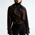 Personalized Street Coat Women Autumn Trendy Collared Retro Slim Short Coat