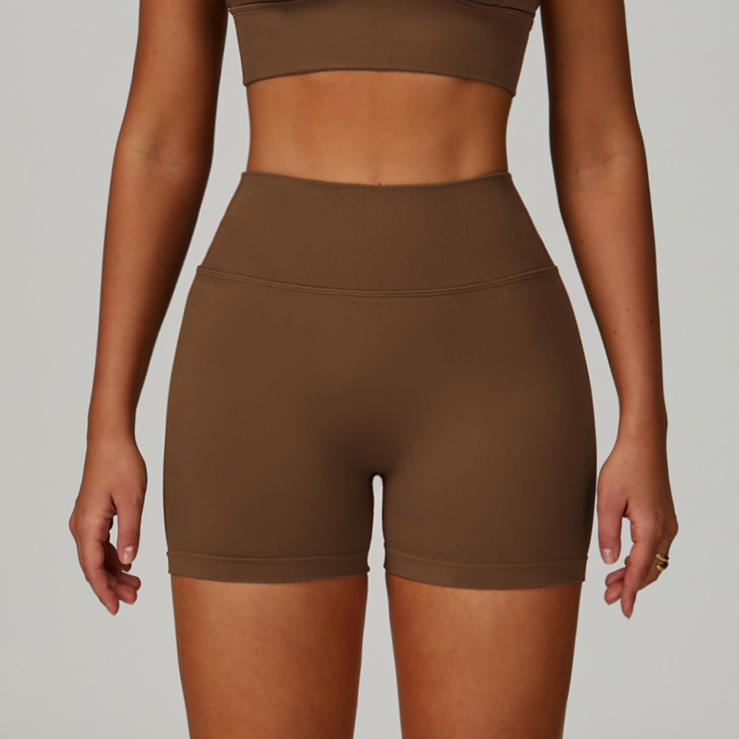 Sollinarry Seamless Knitted Tight Yoga Shorts Women V Shaped Waist Outer Wear Running Sports Quick Drying Fitness Pants