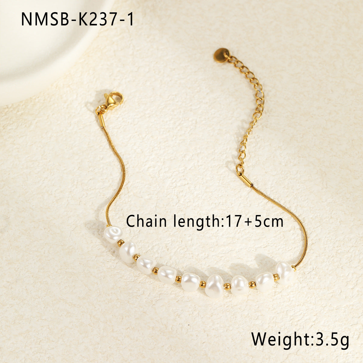 Elegant Baroque Shaped Imitation Pearl Stainless Steel Bracelet Earrings Twin Exquisite Jewelry