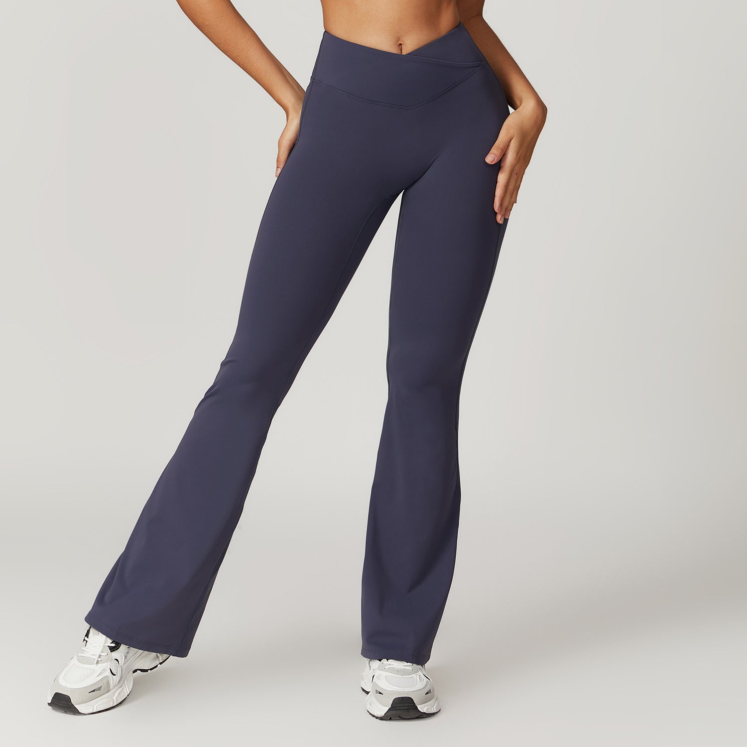 Sollinarry Sustainable Recycled Quick Dry Hip Raise Yoga Bell Bottom Pants Nude Feel Cross High Waist Tight Casual Sports Wide Leg Pants