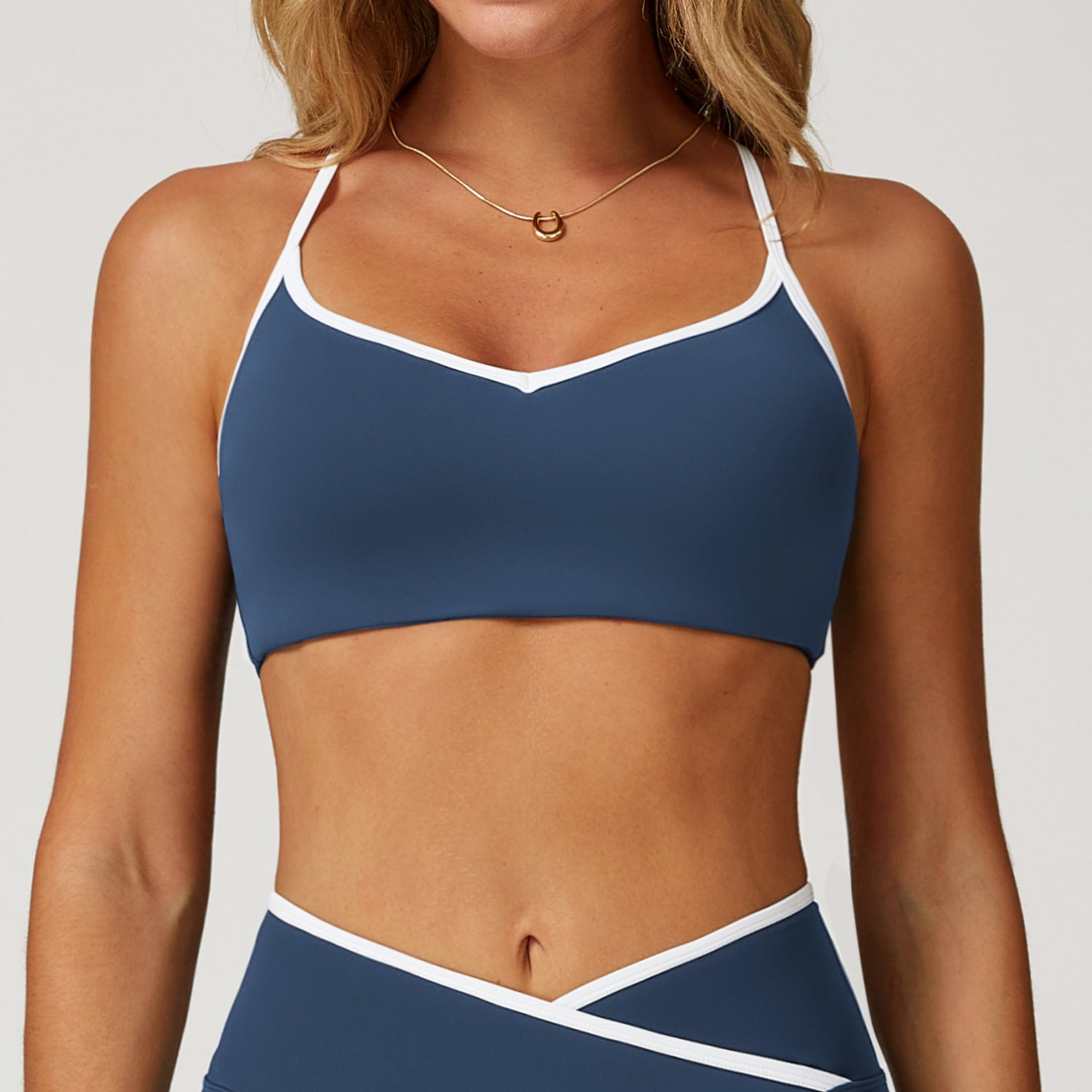 Sollinarry Nude Feel Yoga Bra Hollow Out Cutout out Beauty Back Contrast Color Quick Drying Bra Sports Running Workout Underwear