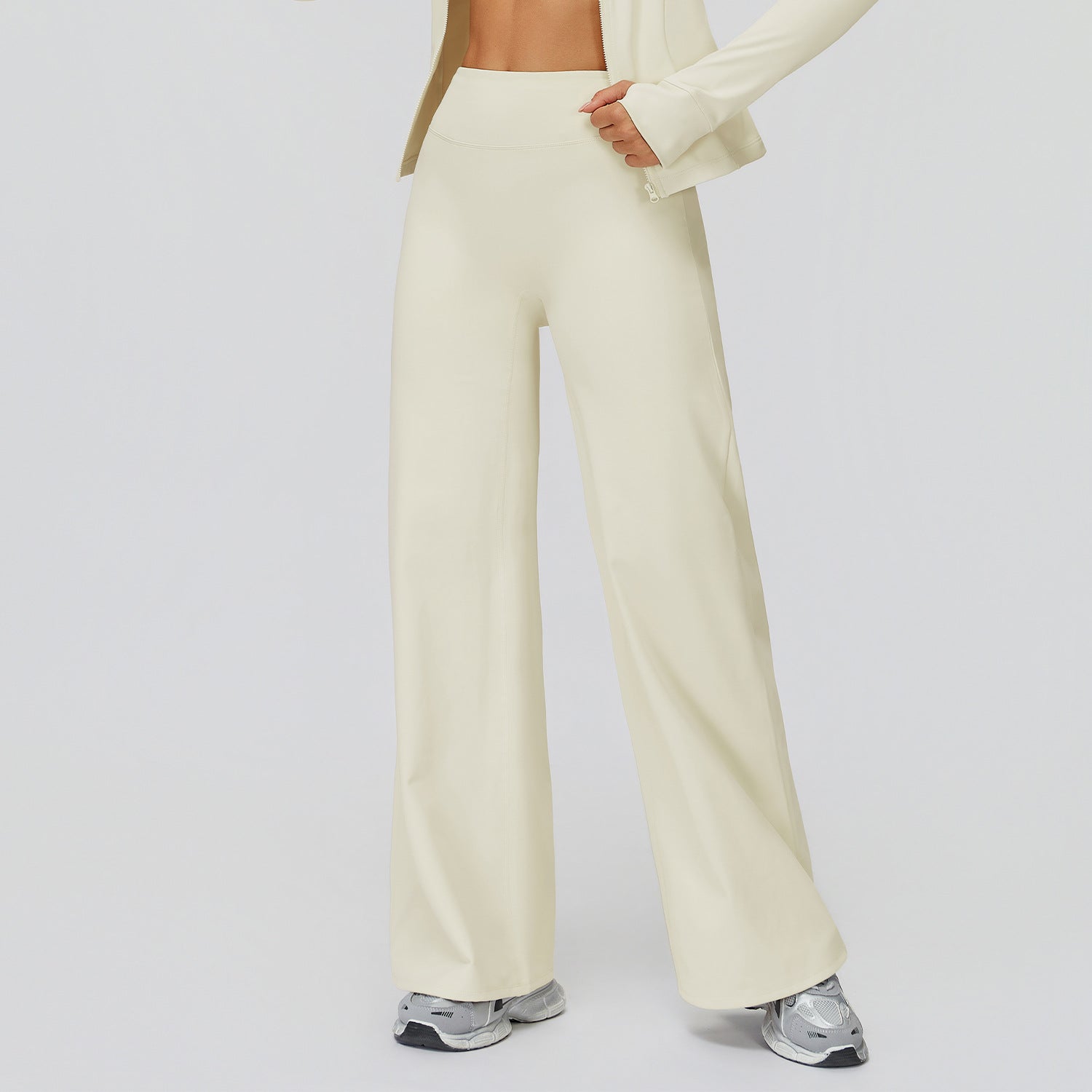 Casual Trousers Fleece-Lined Keep Warm High Waist Wide Leg Pants Outdoor Sports Running Wide Leg Pants Women