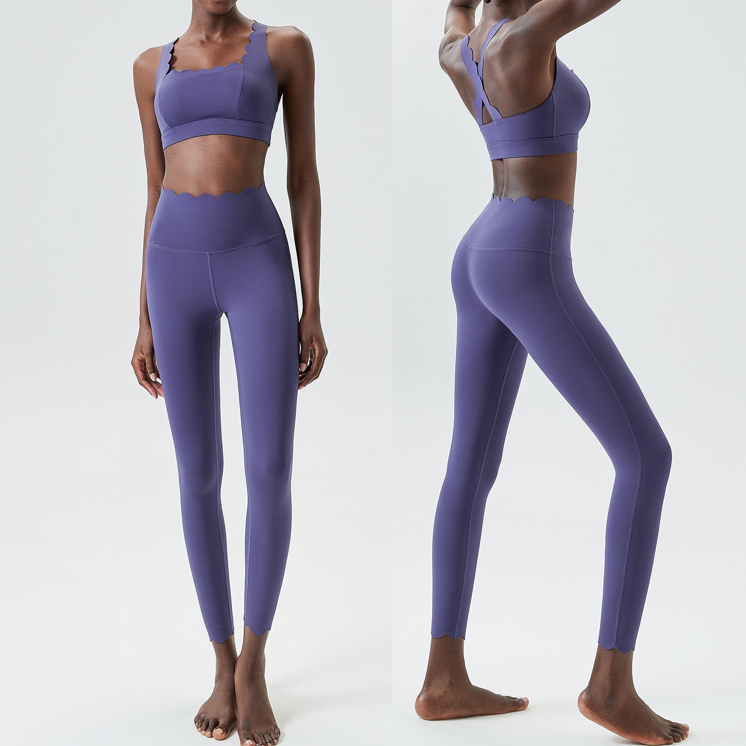 Small Wave Yoga Suit Suit Women Tight Fit Sports Fitness Suit Two Piece Quick Dry Suit