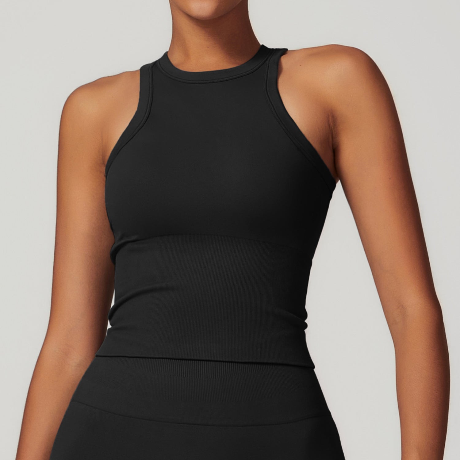 Sollinarry Seamless Tight I Shaped Beauty Back Yoga Vest One Piece Belly Covering Sports Top Yoga Clothes for Women