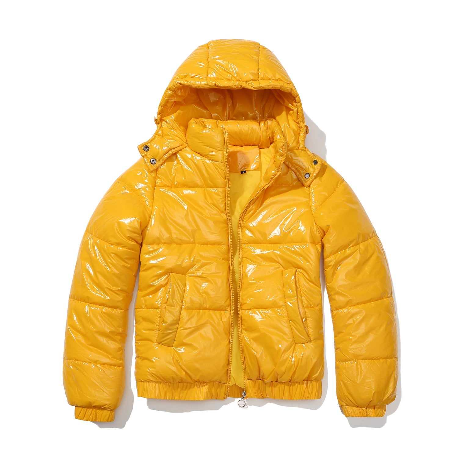 Fall Winter Hooded Cotton Padded Clothes 20D Film Splash Proof Fashionable Jacket Long Sleeve Glossy Cotton Padded Clothes for Women