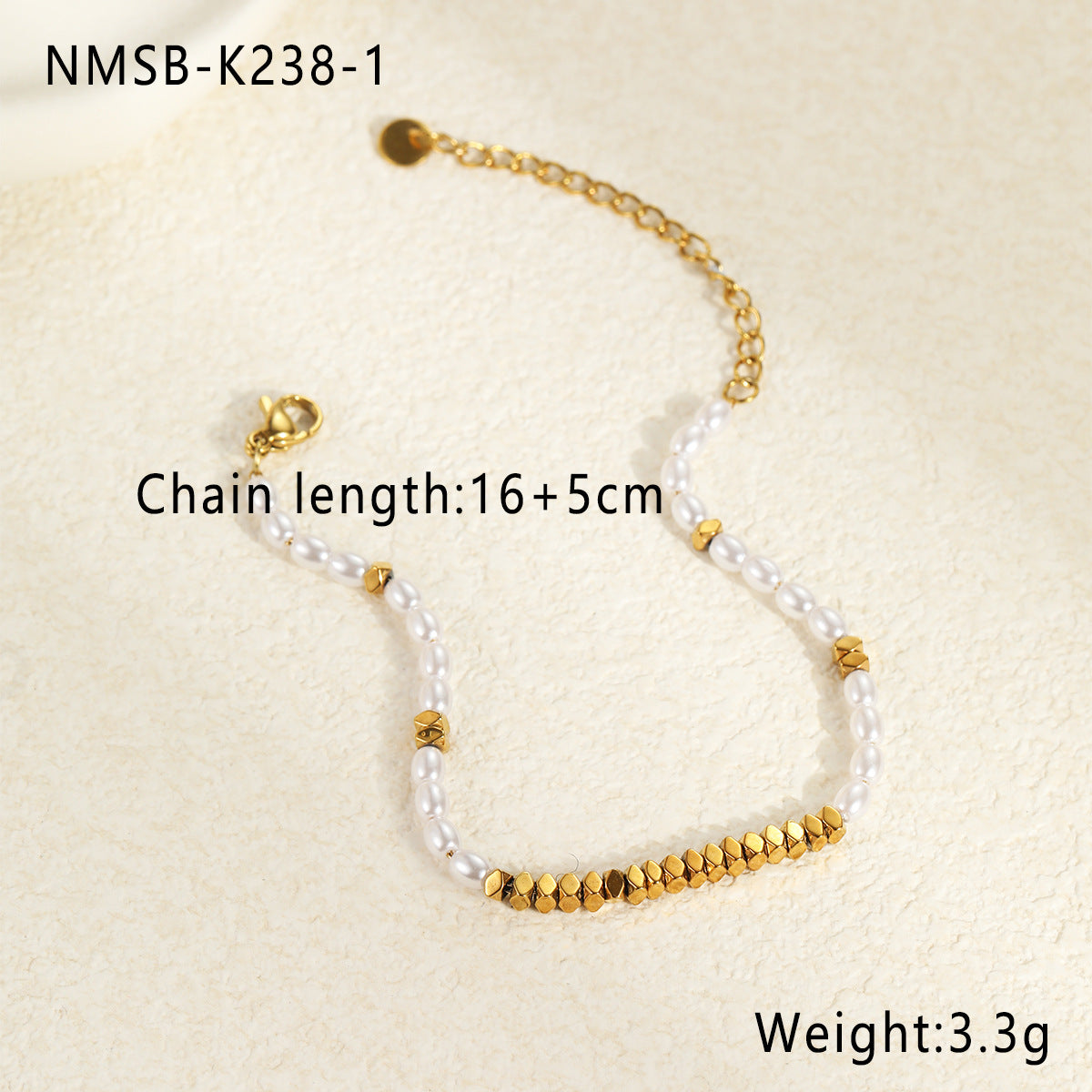Elegant Baroque Shaped Imitation Pearl Stainless Steel Bracelet Earrings Twin Exquisite Jewelry