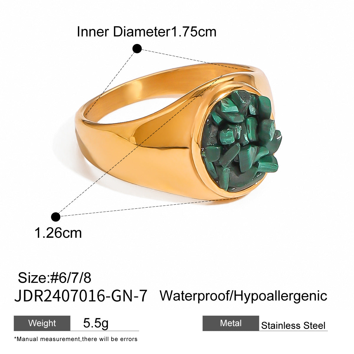 Stainless Steel Natural Stone Eye Catching Ring High Grade Ring Titanium Steel Hand Jewelry Rings