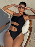 Bikini One Piece Swimsuit One Shoulder Bikini Swimwear Women Sexy Swimsuit Solid Color