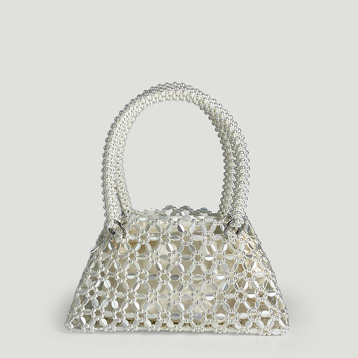 Personalized Woven Hollowed Good looking Ceiling Handbag Shiny Handmade Pearl Tote Underarm Bag