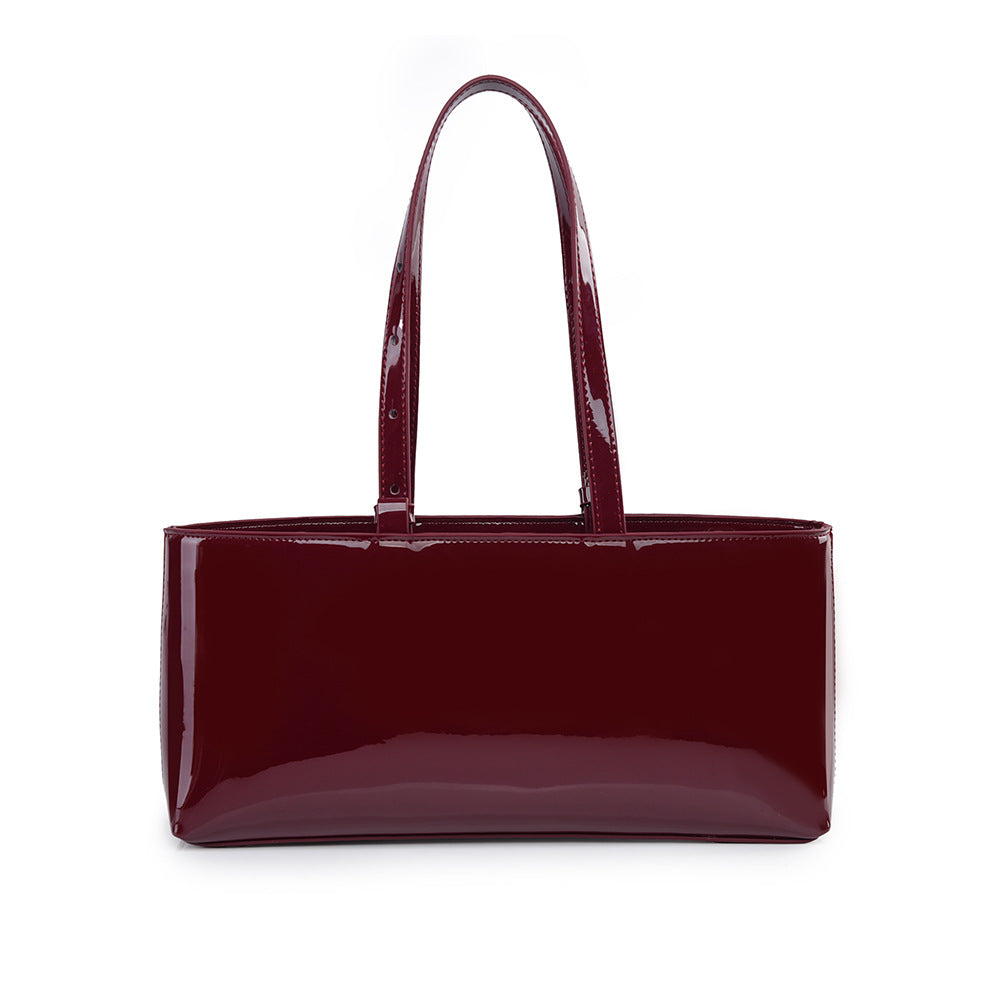 Single Shoulder Bag Women High Sense Bag South Korea Niche Patent Leather Handbag Large Capacity Child Mother Office Bag