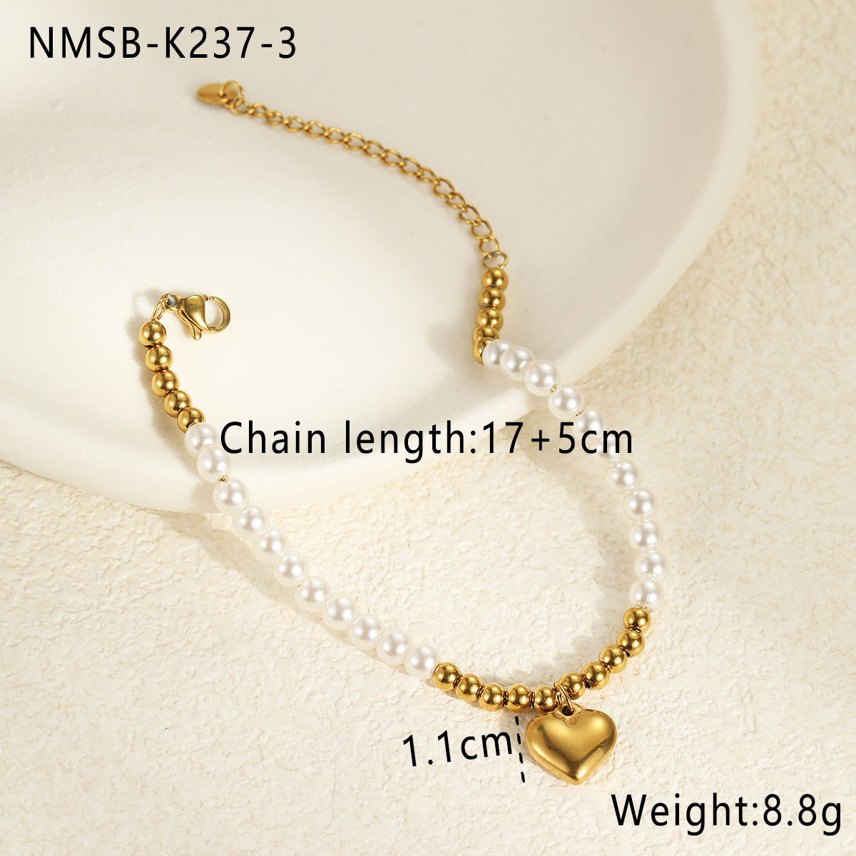 Elegant Baroque Shaped Imitation Pearl Stainless Steel Bracelet Earrings Twin Exquisite Jewelry