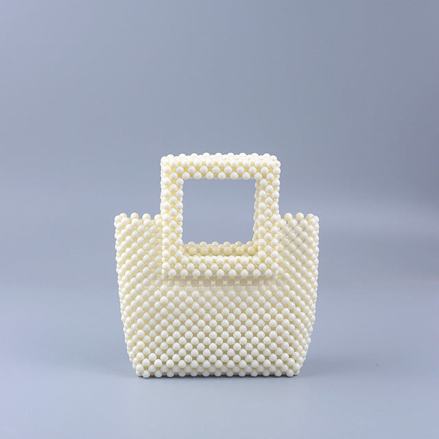 Popular Acrylic Hand Woven Color Square Clutch High Quality Lightweight Ladies Bag