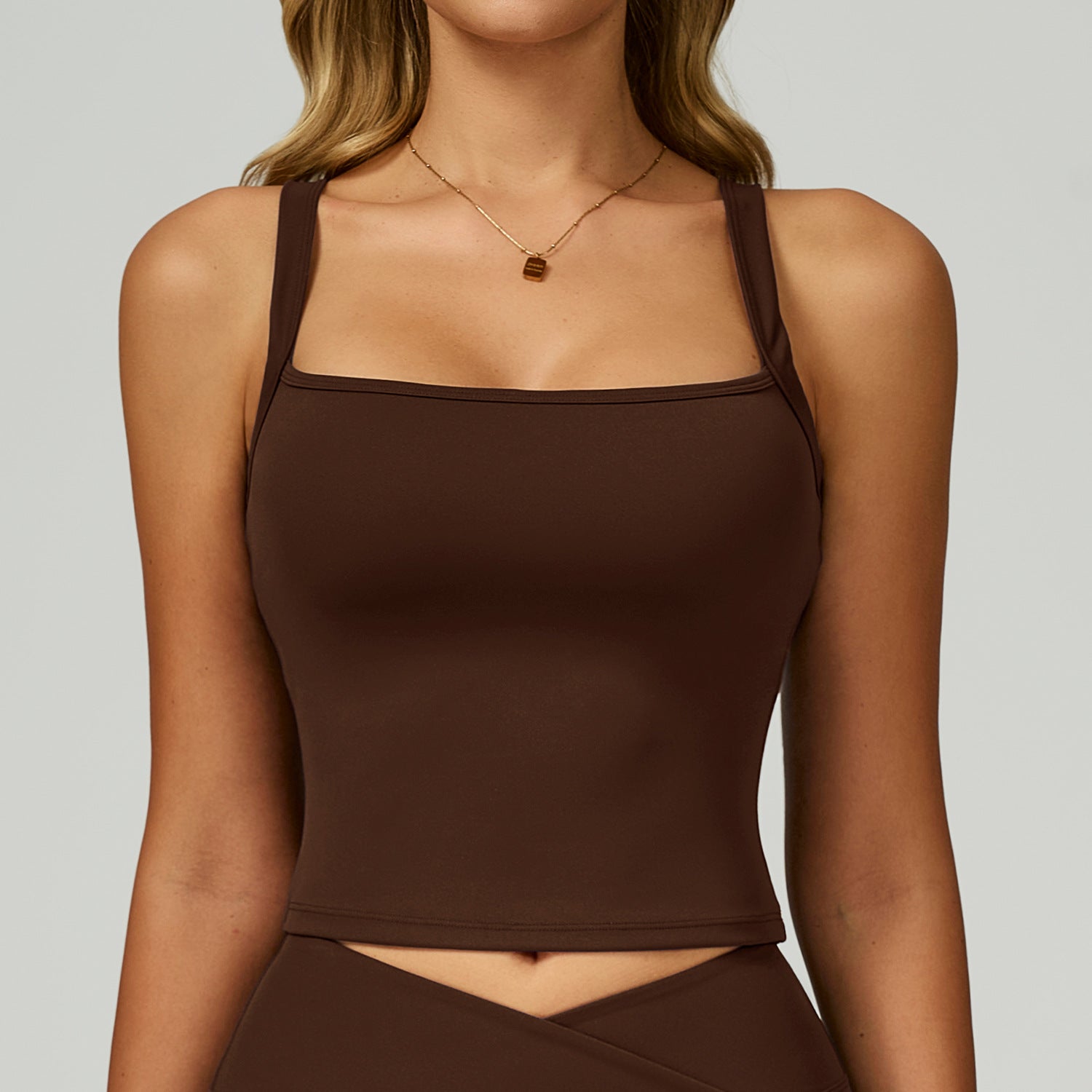 Sollinarry Double-Shoulder Strap Yoga Vest Nude Feel Beauty Back Slim Fit Sports Vest Outdoor Running Sports Workout Clothes